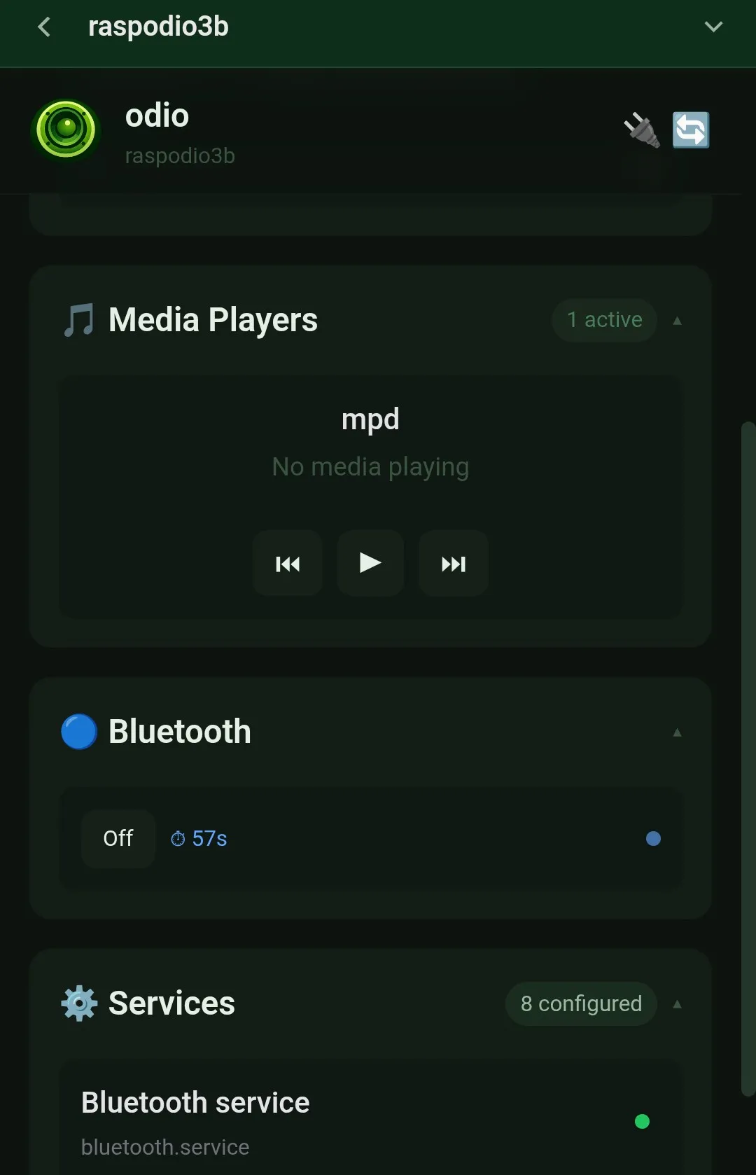 odio embedded UI in pairing mode with countdown timer